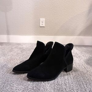 Lucky Brand black suede booties, size 8